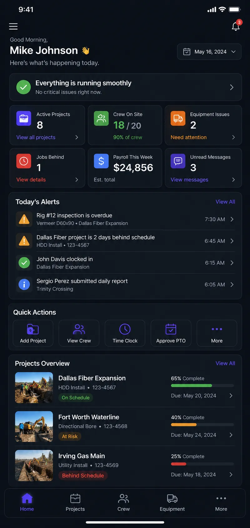 Owners dashboard (mobile)
